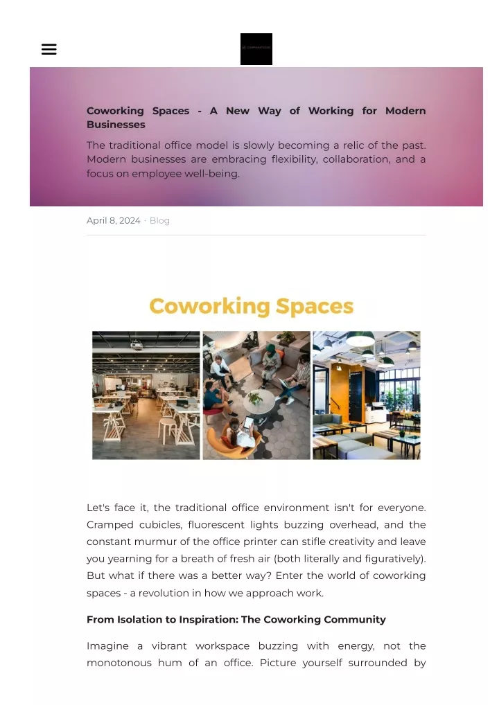 coworking spaces a new way of working for modern