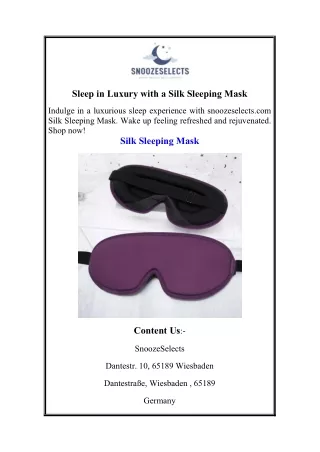 Sleep in Luxury with a Silk Sleeping Mask