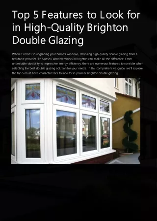 Top 5 Features to Look for in High-Quality Brighton Double Glazing