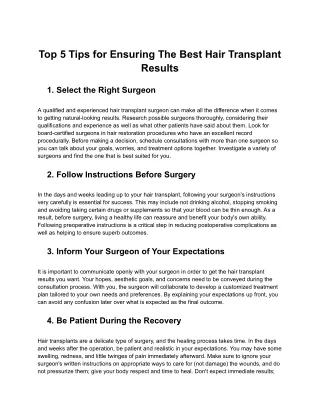 Top 5 Tips for Ensuring The Best Hair Transplant Results.docx