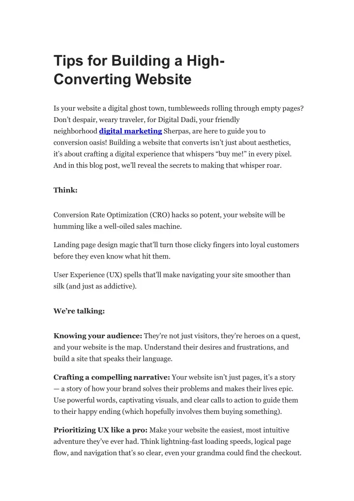 tips for building a high converting website