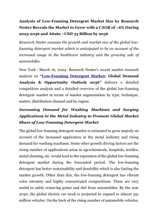 analysis of low foaming detergent market size