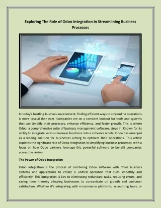 Exploring The Role of Odoo Integration in Streamlining Business Processes
