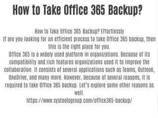 How to Take Backup Office 365? Effortlessly