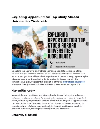 Exploring Opportunities_ Top Study Abroad Universities Worldwide
