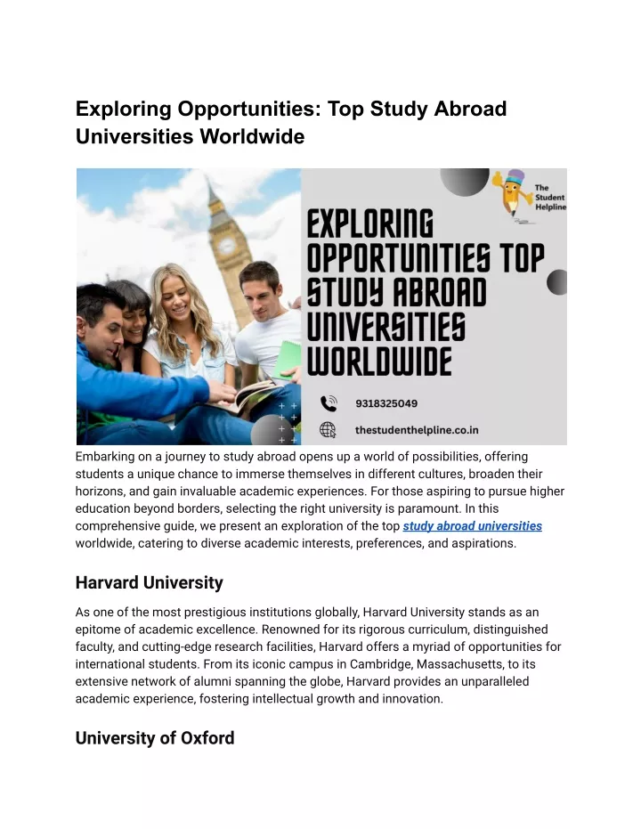 exploring opportunities top study abroad