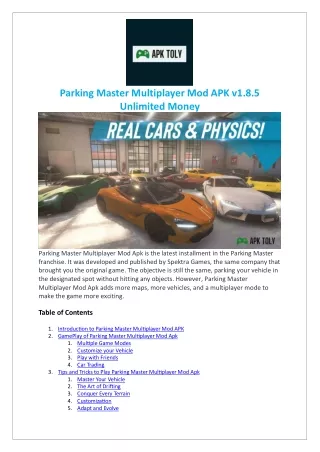 Parking Master Multiplayer Mod APK v1.8.5 Unlimited Money