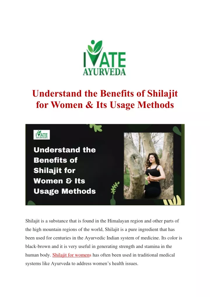 understand the benefits of shilajit for women