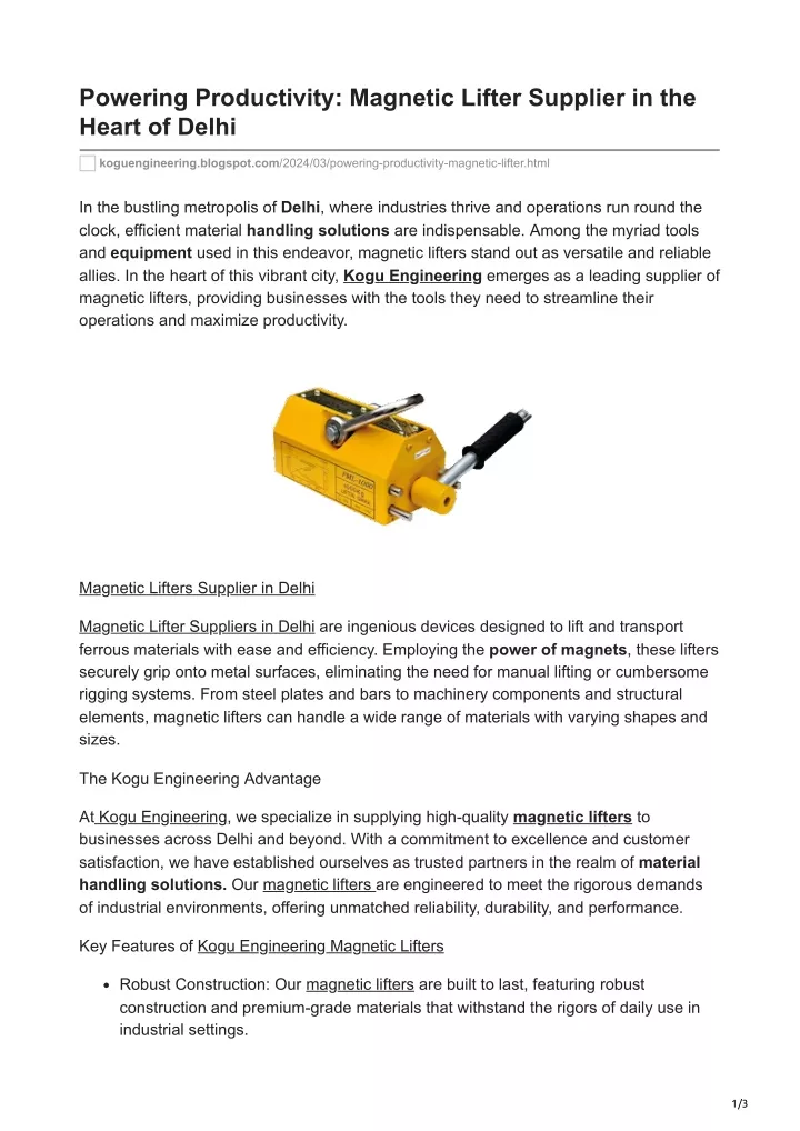 powering productivity magnetic lifter supplier