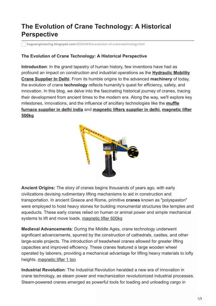 the evolution of crane technology a historical