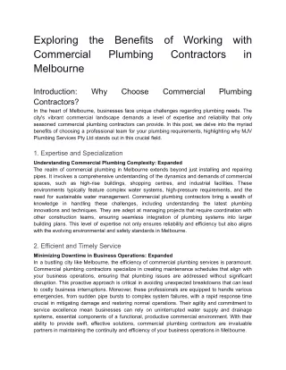Exploring the Benefits of Working with Commercial Plumbing Contractors in Melbourne (1)