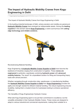 the impact of hydraulic mobility cranes from kogu