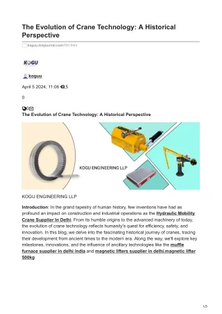 The Evolution of Crane Technology A Historical Perspective.