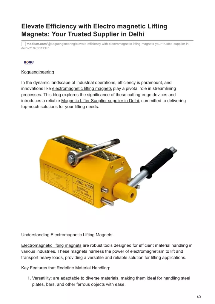 elevate efficiency with electro magnetic lifting