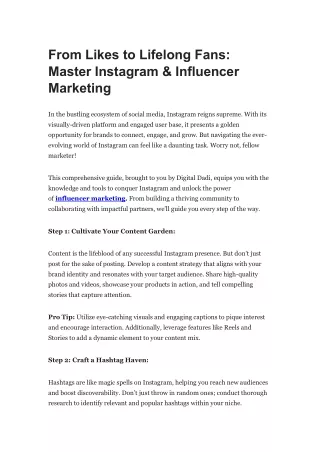 Master Instagram & Influencer Marketing