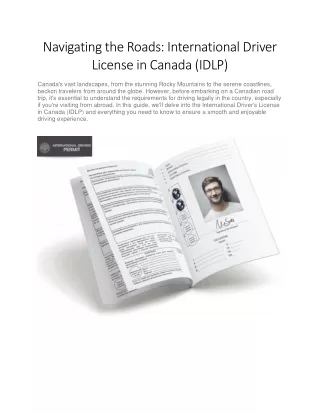 Navigating Roads Abroad: Canada International Drivers License