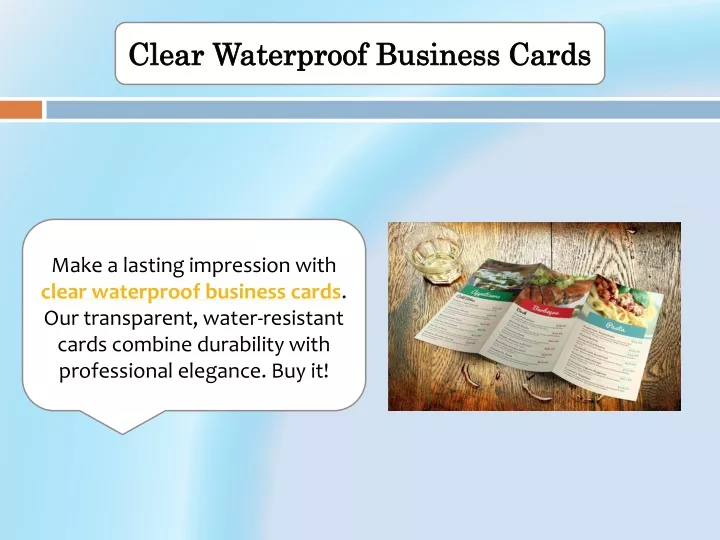 clear waterproof business cards