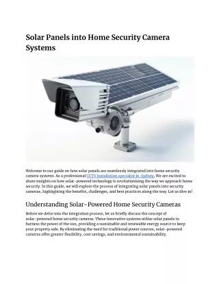 Solar Panels into Home Security Camera Systems