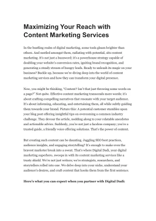 Maximizing Your Reach with Content Marketing