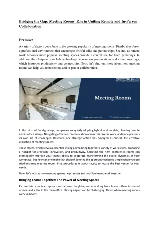 Bridging the Gap Meeting Rooms Role in Uniting Remote and In-Person Collaboration