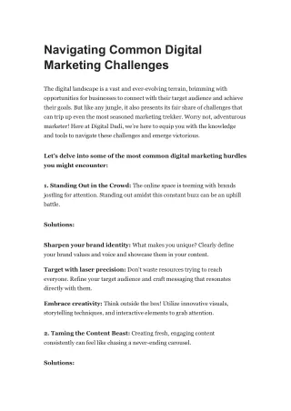 Navigating Common Digital Marketing Challenges