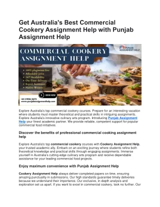 Commercial Cookery Assignment Help in Australia