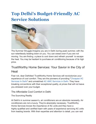 Top Delhi's Budget-Friendly AC Service Solutions