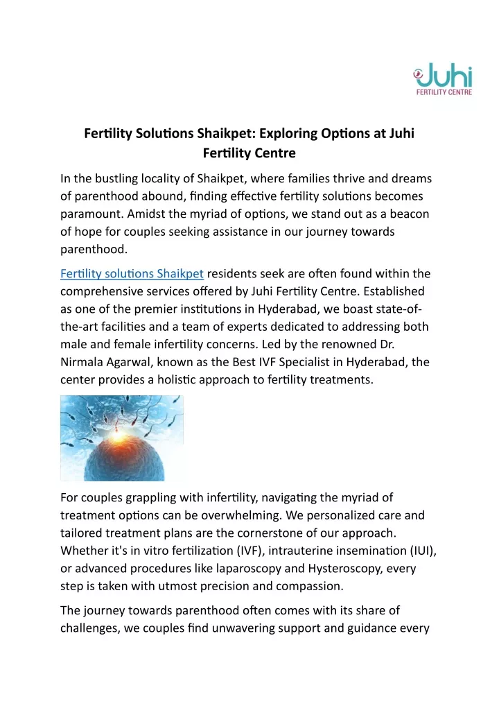 fertjlity solutjons shaikpet exploring optjons