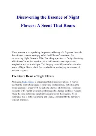 Night Flower Perfume - Unleash the Roar of Elegance