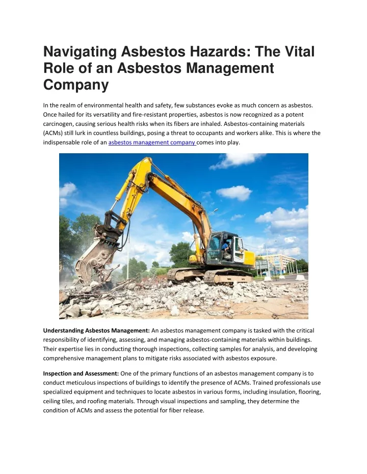 navigating asbestos hazards the vital role