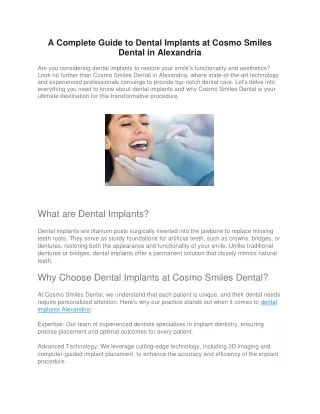 Enhance Your Dental Health with Implants in Alexandria