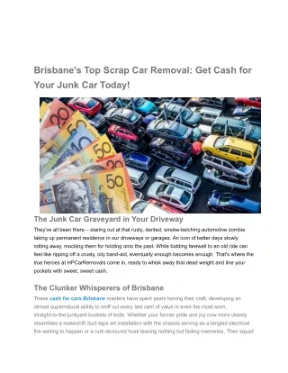 Brisbane's Top Scrap Car Removal_ Get Cash for Your Junk Car Today