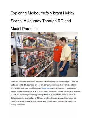 Exploring Melbourne's Vibrant Hobby Scene_ A Journey Through RC and Model Paradise