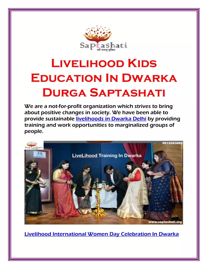 livelihood kids education in dwarka durga