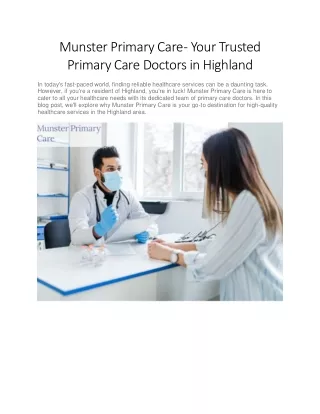 Your Health, Our Priority: Primary Care Doctors in Highland