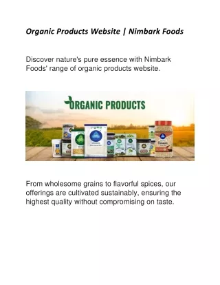 Organic Products Website | Nimbark Foods