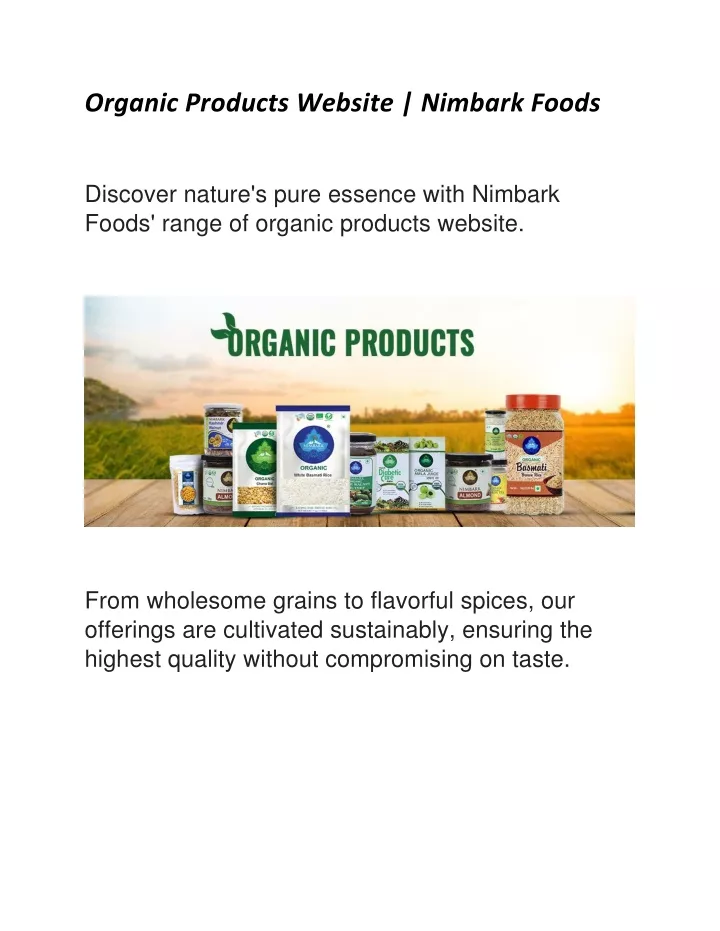 organic products website nimbark foods discover