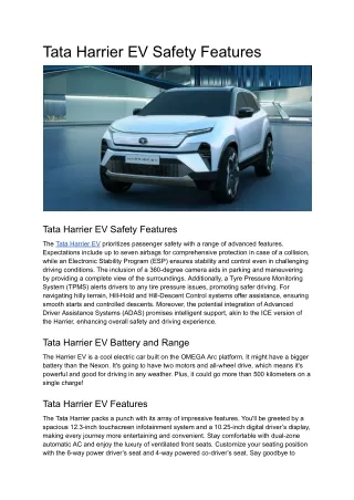 Tata Harrier EV Safety Features