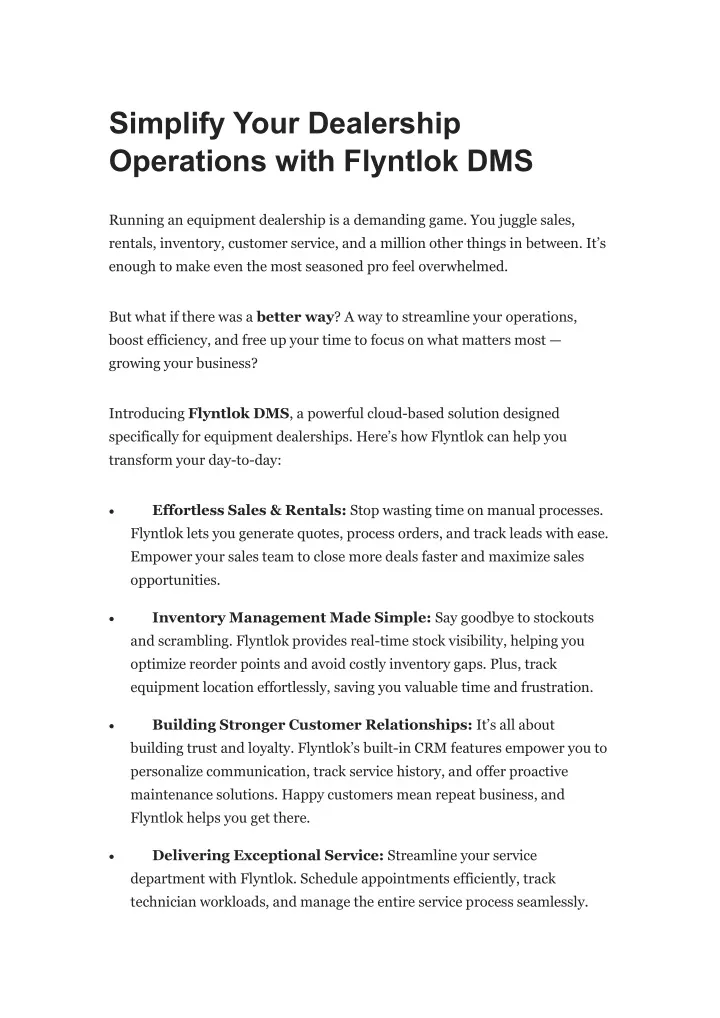simplify your dealership operations with flyntlok