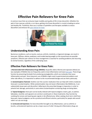 Effective Pain Relievers for Knee Pain
