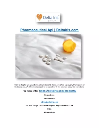 Pharmaceutical Api | Deltairis.com