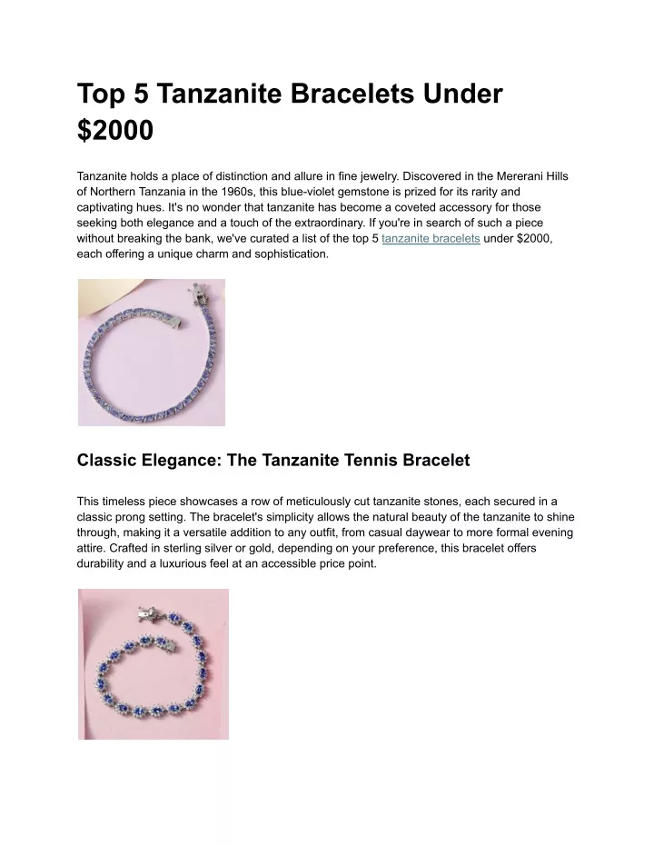 top 5 tanzanite bracelets under 2000