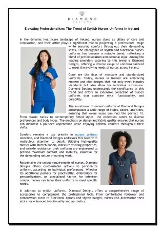 Elevating Professionalism The Trend of Stylish Nurses Uniforms in Ireland