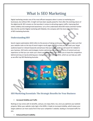 What Is SEO Marketing