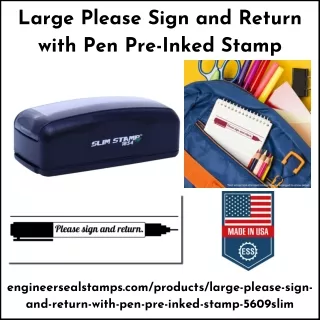 Large Please Sign and Return with Pen Pre-Inked Stamp
