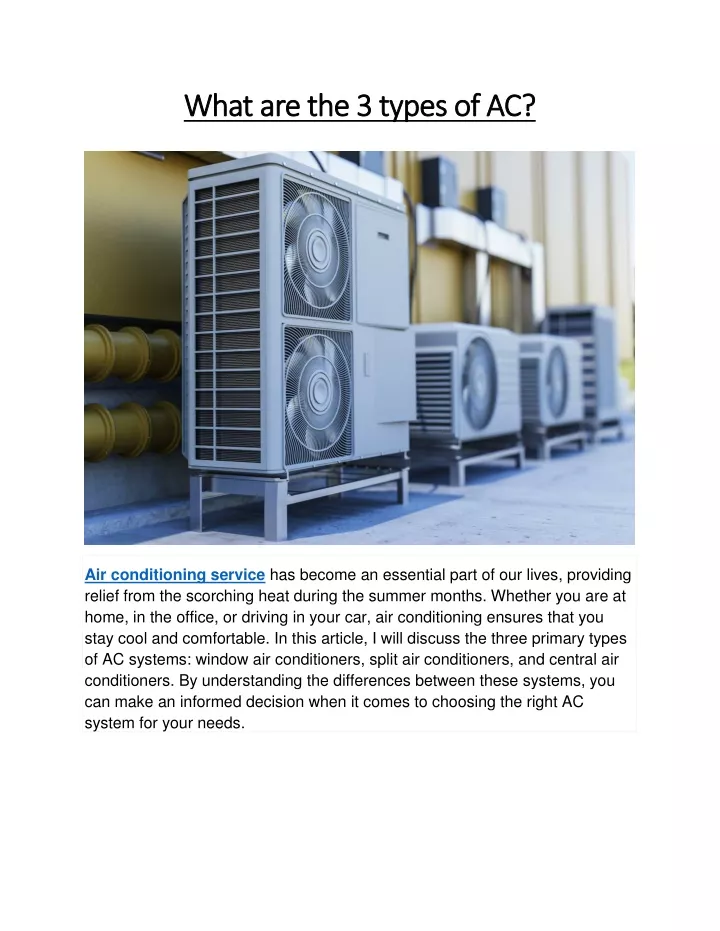 what are the 3 types of ac what are the 3 types