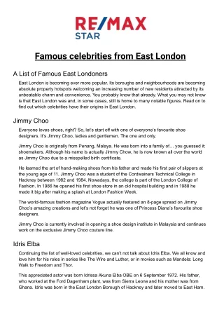 Real Estate Agents London_ Famous celebrities from East London (1)