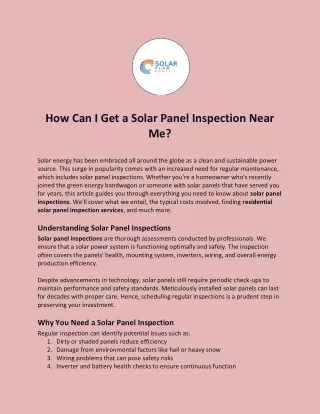 How Can I Get a Solar Panel Inspection Near Me?