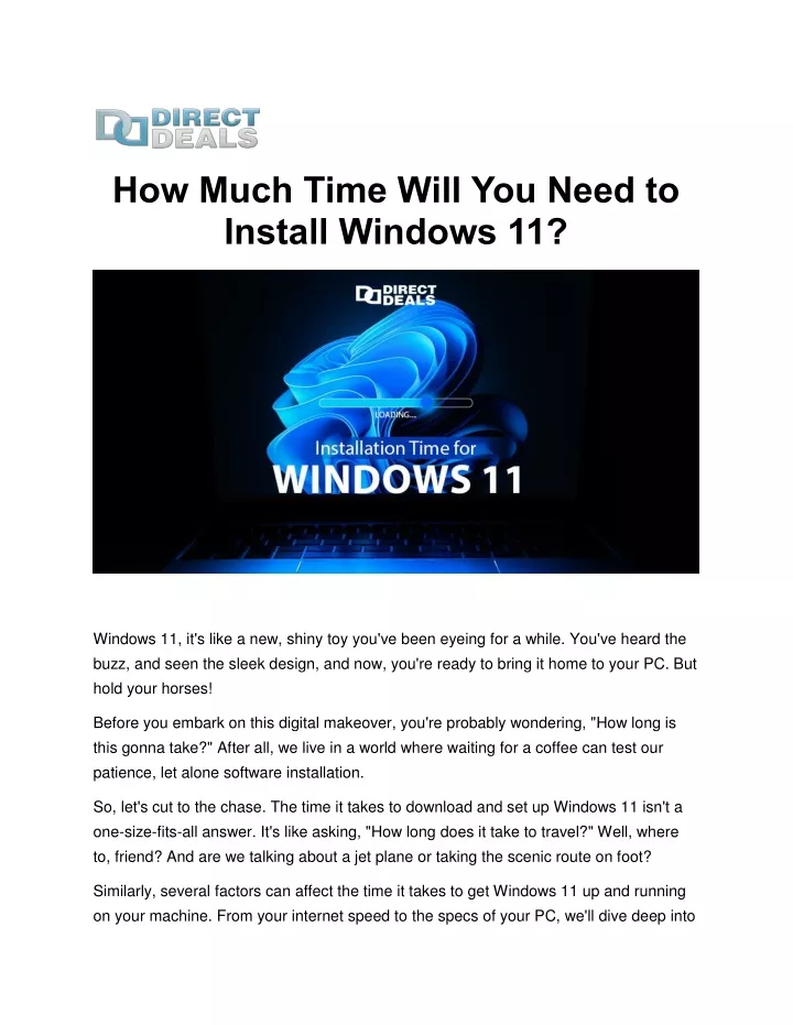 how much time will you need to install windows 11