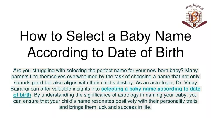 how to select a baby name according to date of birth